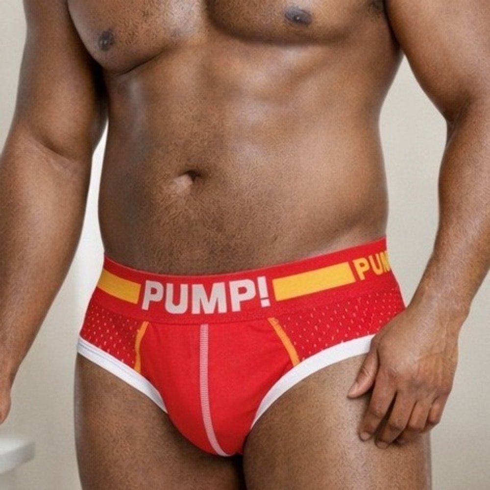 PUMP! Mesh Briefs Red/Yellow Size XXL (34-36) NWT